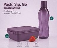 Eco Bottle 1L &amp; Snack Box Set (Amethyst)