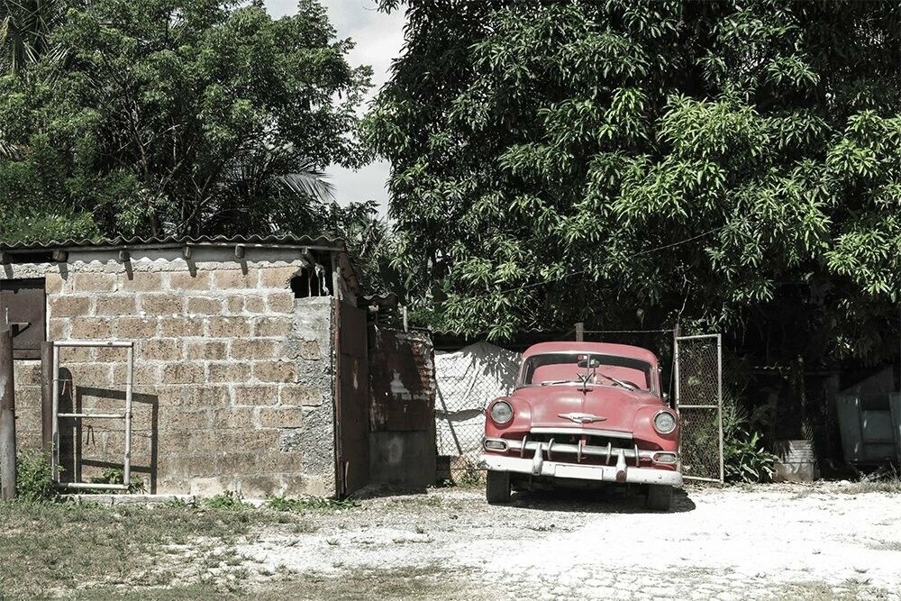 Leinwandbild Oldtimer rot