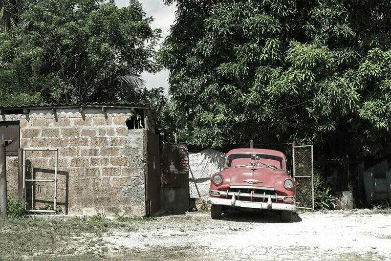Leinwandbild Oldtimer rot