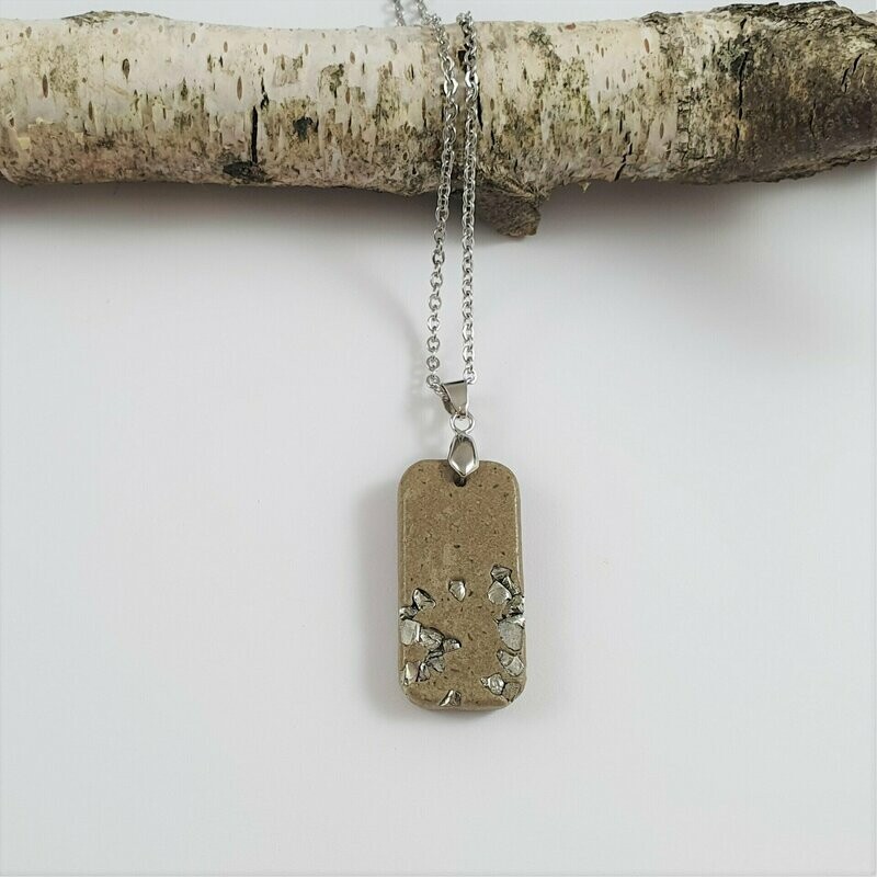 Beton Schmuck Halskette rechteckig grau titan