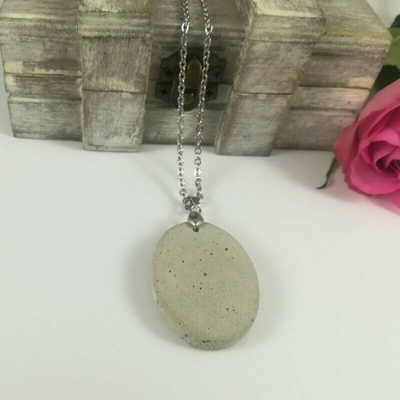 Beton Schmuck Halskette oval grau pur