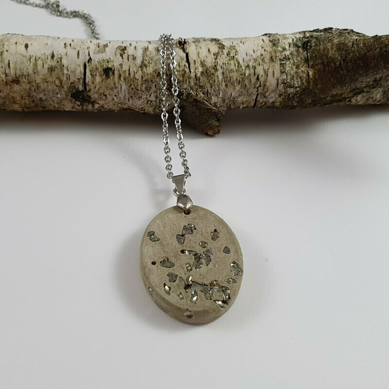 Beton Schmuck Halskette oval grau titan Steine