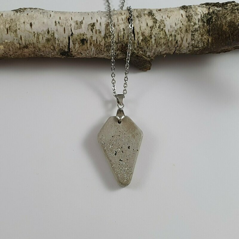 Beton Schmuck Halskette raute grau silber