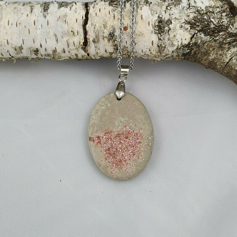 Beton Schmuck Halskette oval grau rosa