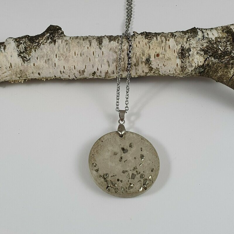 Beton Schmuck Halskette rund grau titan Steine