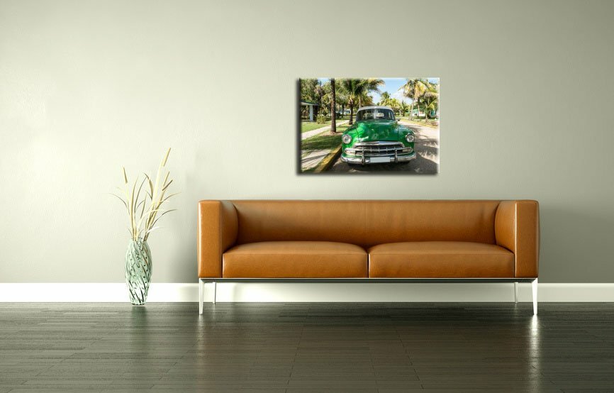 Leinwandbild Oldtimer Miami grün