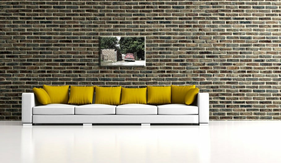 Leinwandbild Oldtimer rot