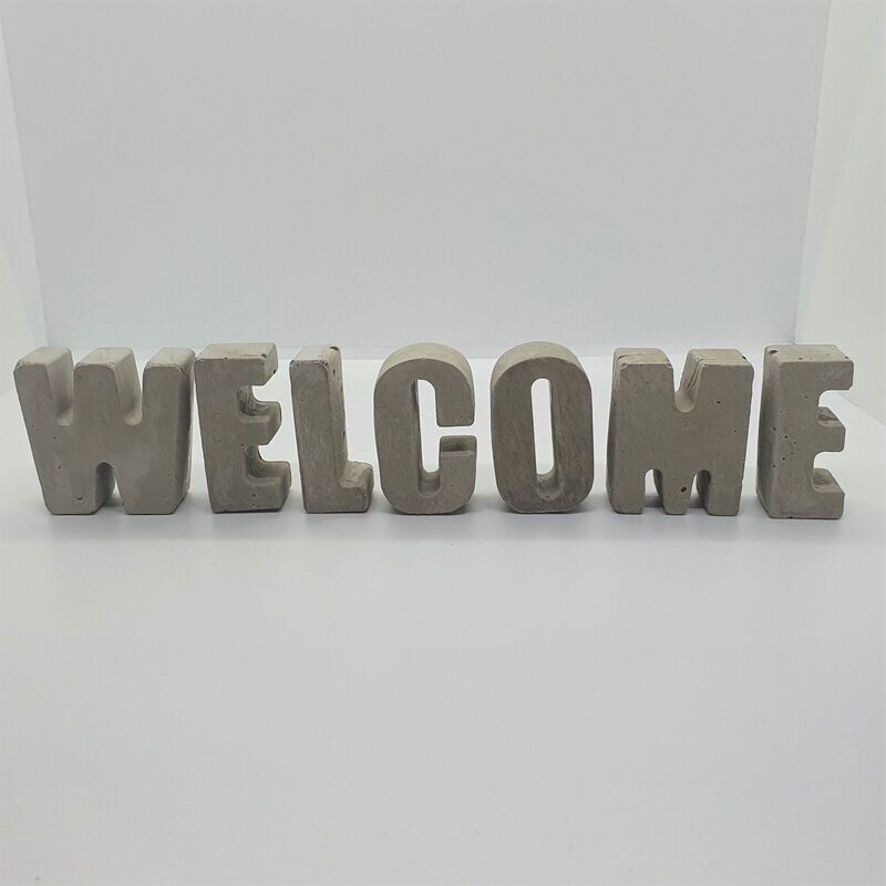 Deko Buchstaben Beton "Welcome" Schriftzug  Höhe 5cm