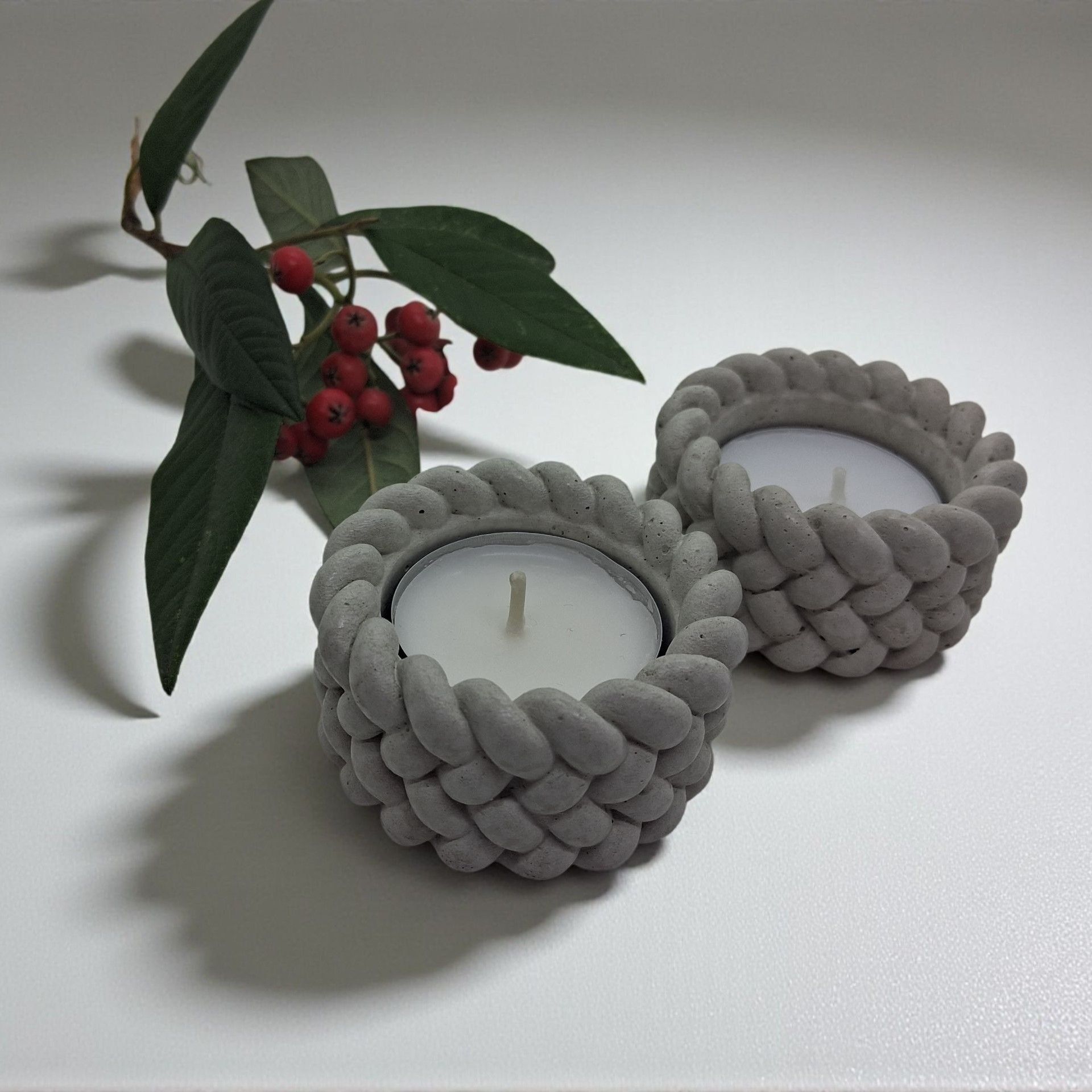 Teelichthalter Knoten Kerzenhalter Beton 2 Stück