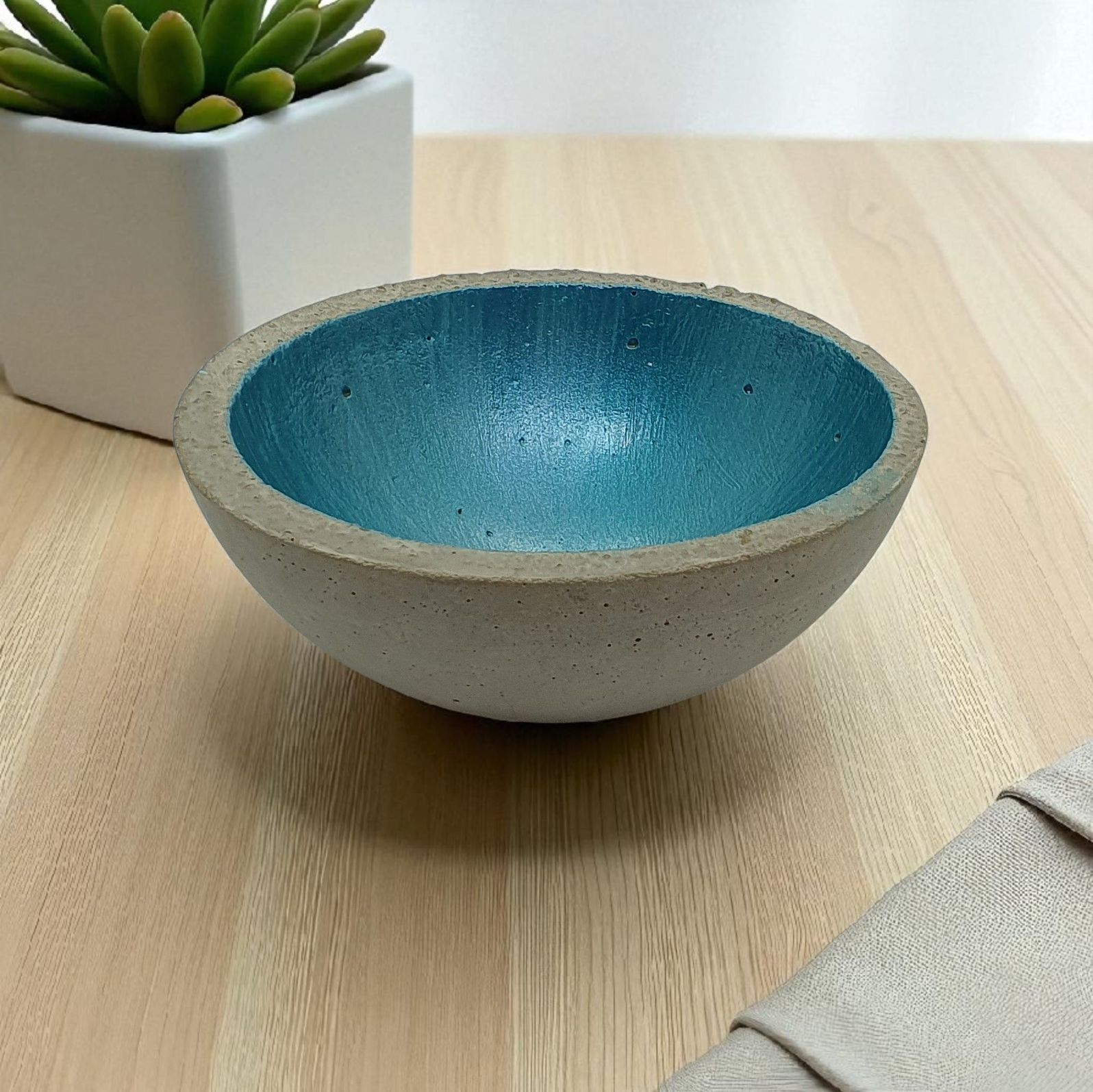 Dekoschale Beton, petrol blau