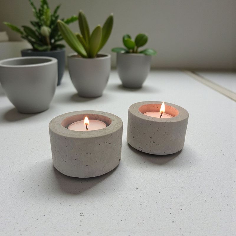 2 Stück Teelichthalter Beton grau rund 2 Stück Teelichthalter Beton grau rund