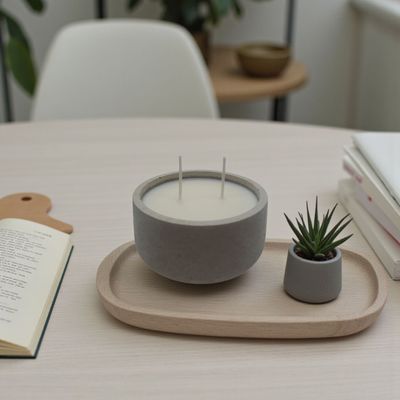 Zwei-Docht Kerze aus Beton mit Soja-Wachs