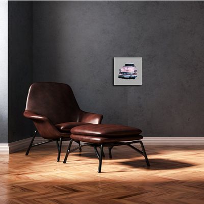 Kunstdruck auf Leinwand Quadratisch Oldtimer rosa grau Retro