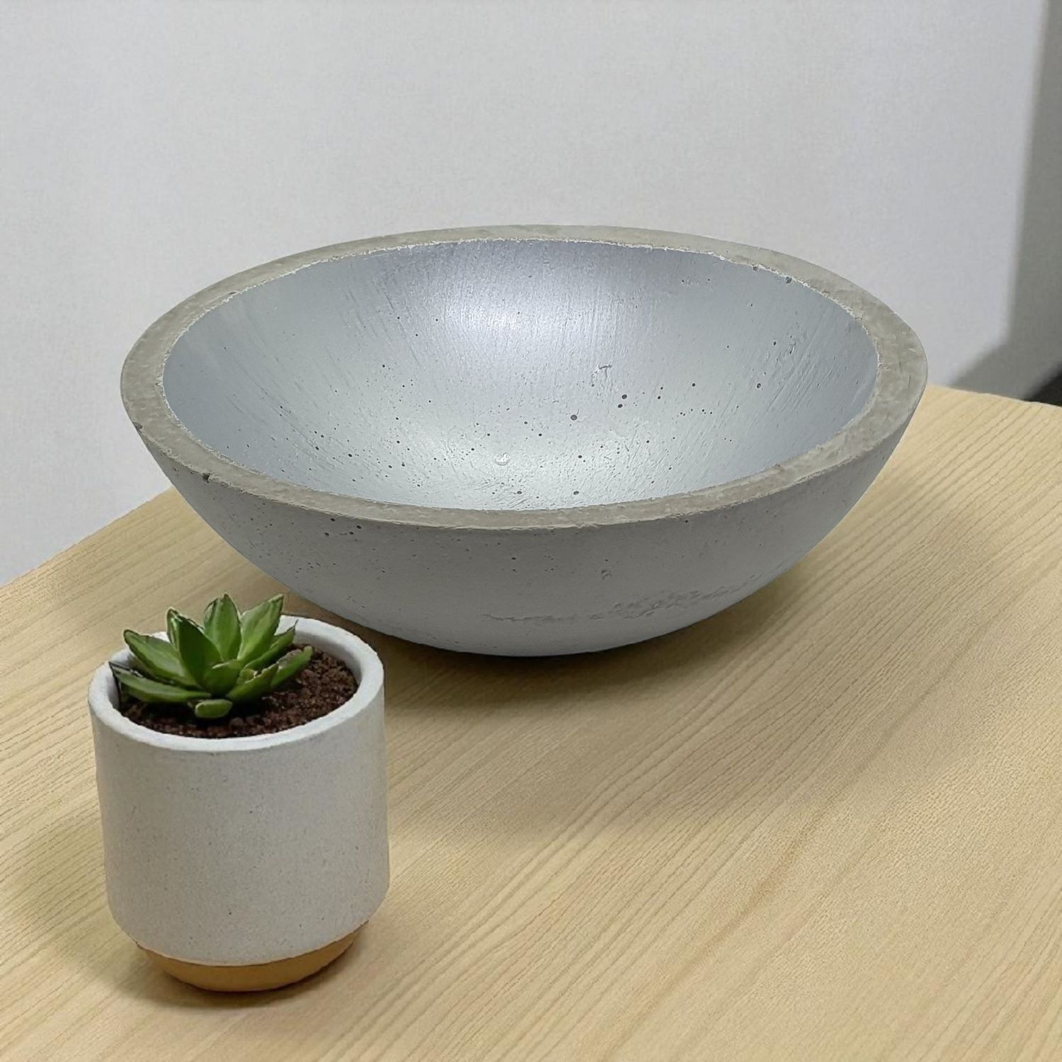 Dekoschale silber Beton Größe L