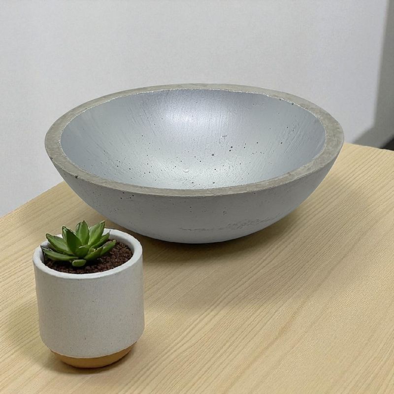 Dekoschale silber Beton Größe L