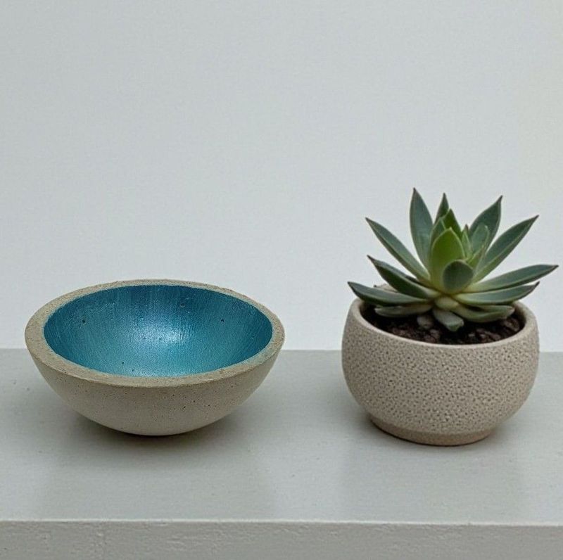 Dekoschale petrol blau Beton Größe M