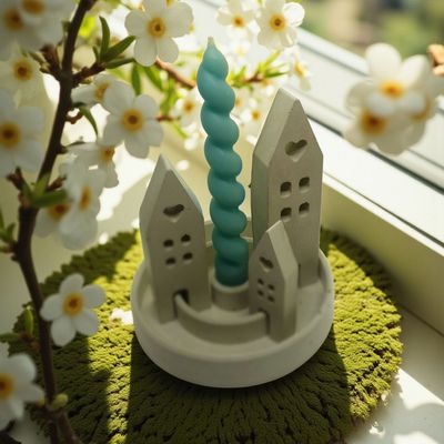 Deko Teller mit 3 Häuser Beton Deko Teller mit 3 Häuser Beton