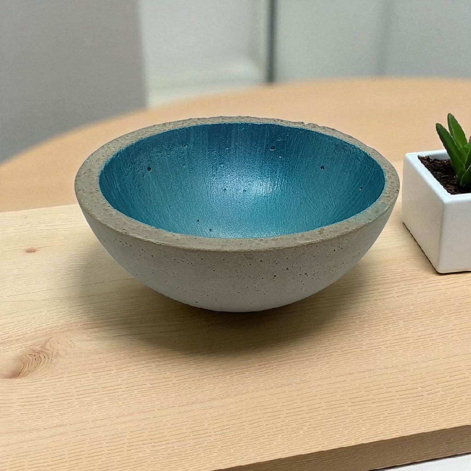 Dekoschale petrol blau Beton Größe L