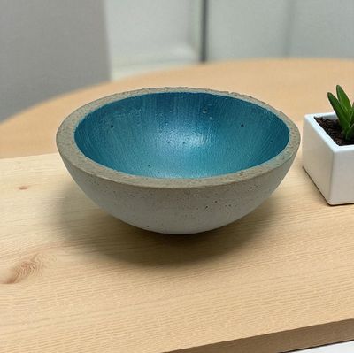 Dekoschale petrol blau Beton Größe L