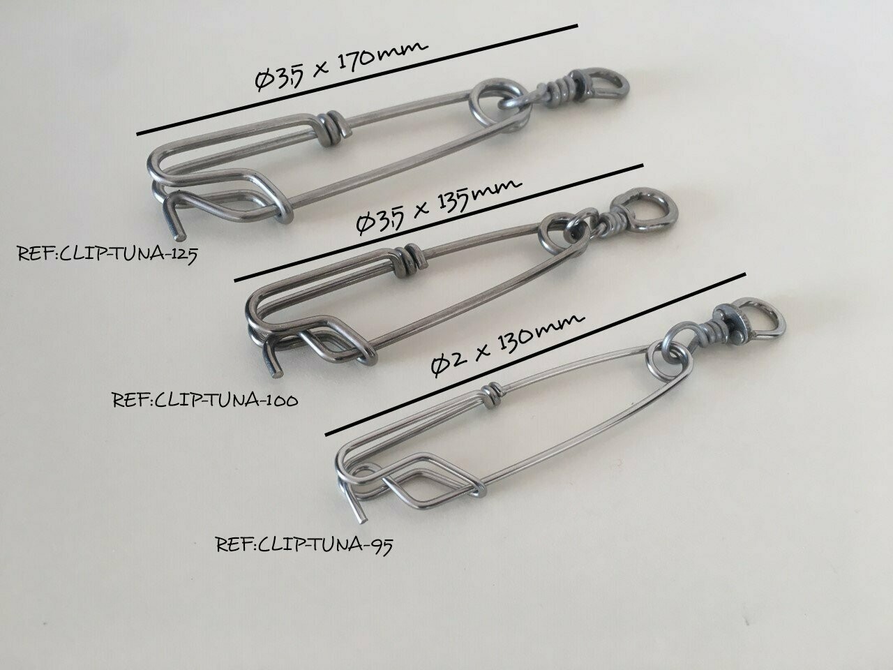 CLIPS TUNA con giratorio  PAULASUB, TAMAÑOS: 2X130 mm