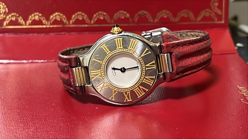 Cartier must21 PM/SM erste Version, Lederband und Falstschliesse DAU Cartier must21 PM/SM erste Version, Lederband und Falstschliesse DAU