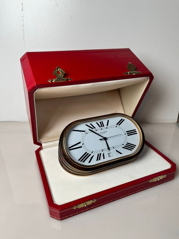 Cartier Concourse Hematite Clock Pendulette ab 1981 in herrlichem, funktionsfähigem Zustand + Original-Box Cartier Concourse Hematite Clock Pendulette ab 1981 in herrlichem, funktionsfähigem Zustand + Original-Box