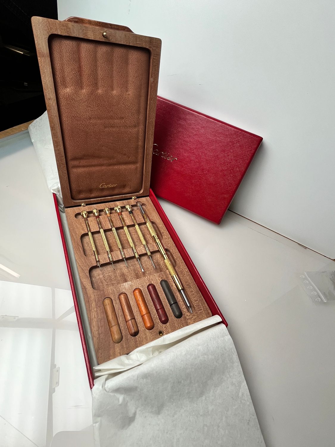 Cartier Paris Schraubendreher Set in Holzbox mit Umkarton - neuwertig
