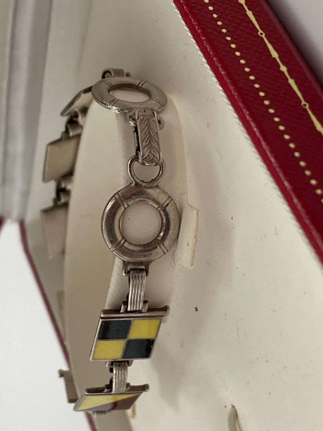 Cartier Emaille Sterling Flaggenarmband Segler Alphabet- Signed