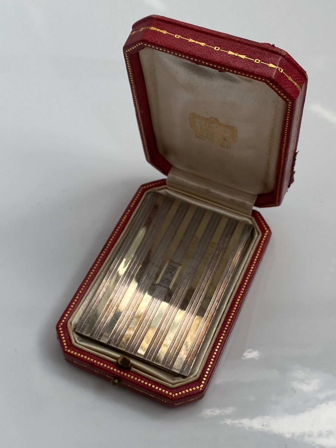 Cartier Notizblock / Visitenkarten Mappe Sterling 14Kt Gold