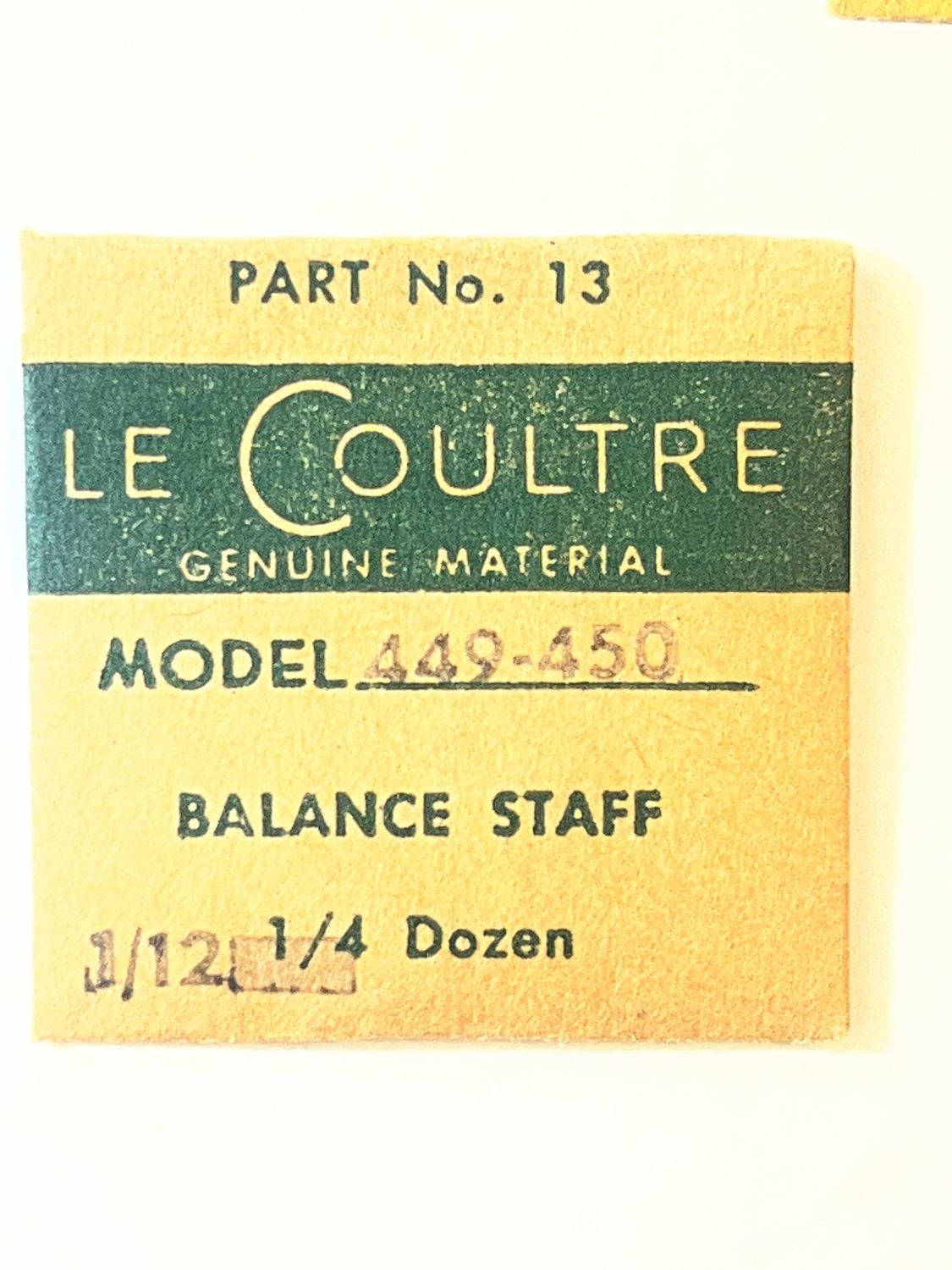 NOS Jaeger LeCoultre Cal.449 450  Part 13 Balance Staff  NOS