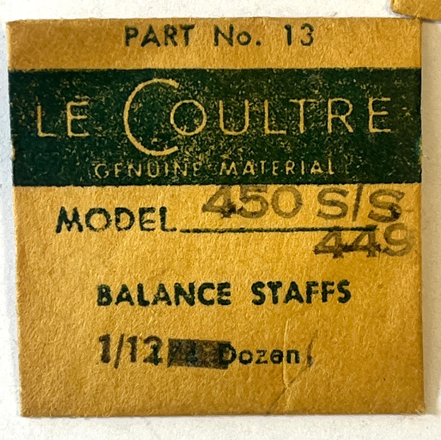 NOS Jaeger LeCoultre Cal.449 450 Part 13 S/S Balance Staff NOS NOS Jaeger LeCoultre Cal.449 450 Part 13 S/S Balance Staff NOS