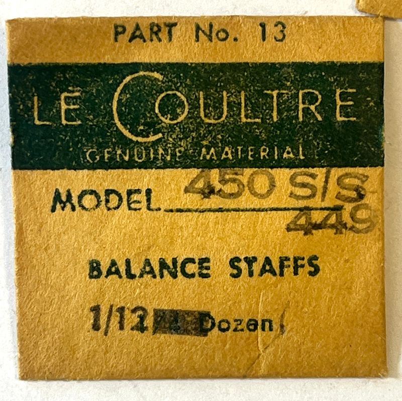 NOS Jaeger LeCoultre Cal.449 450  Part 13 S/S Balance Staff  NOS