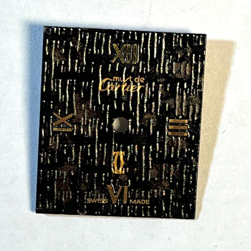 Cartier Zifferblatt Tank GM/LM MEC. mit "Holzstrukur" auflackiert