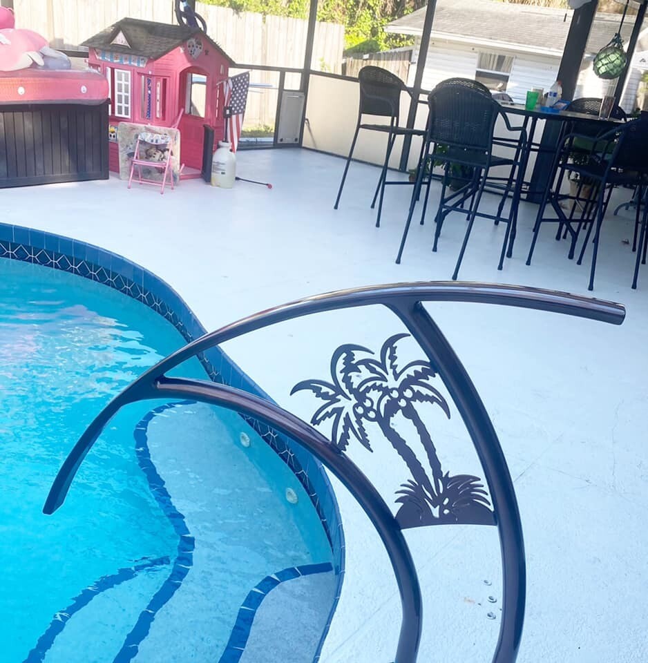 Pool Artistic Palm Tree Store Shop Pool & Spa Hand Rails Arrowhead Metal Art Designs