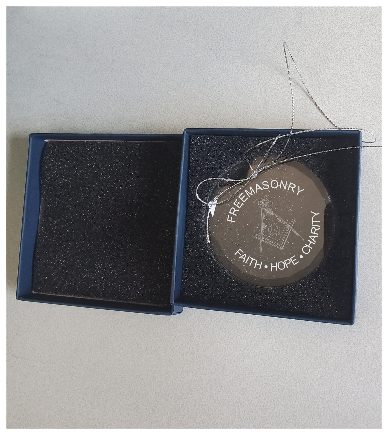 Engraved glass ornament