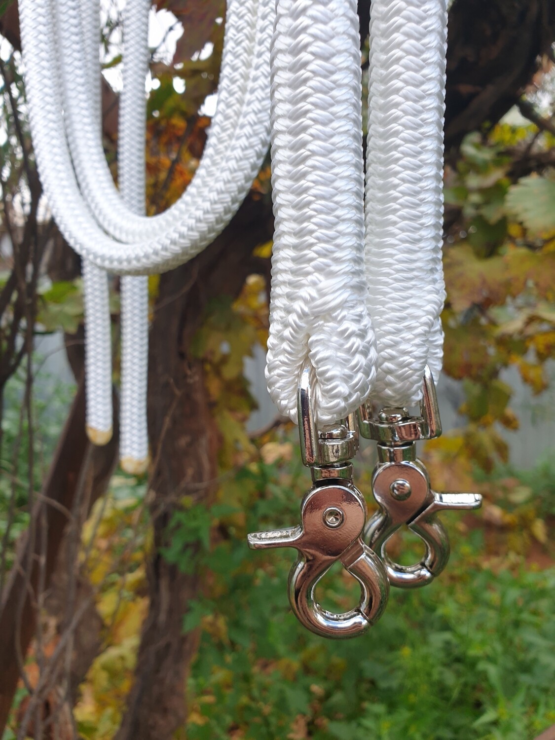 White Rope Reins with Trigger Clips