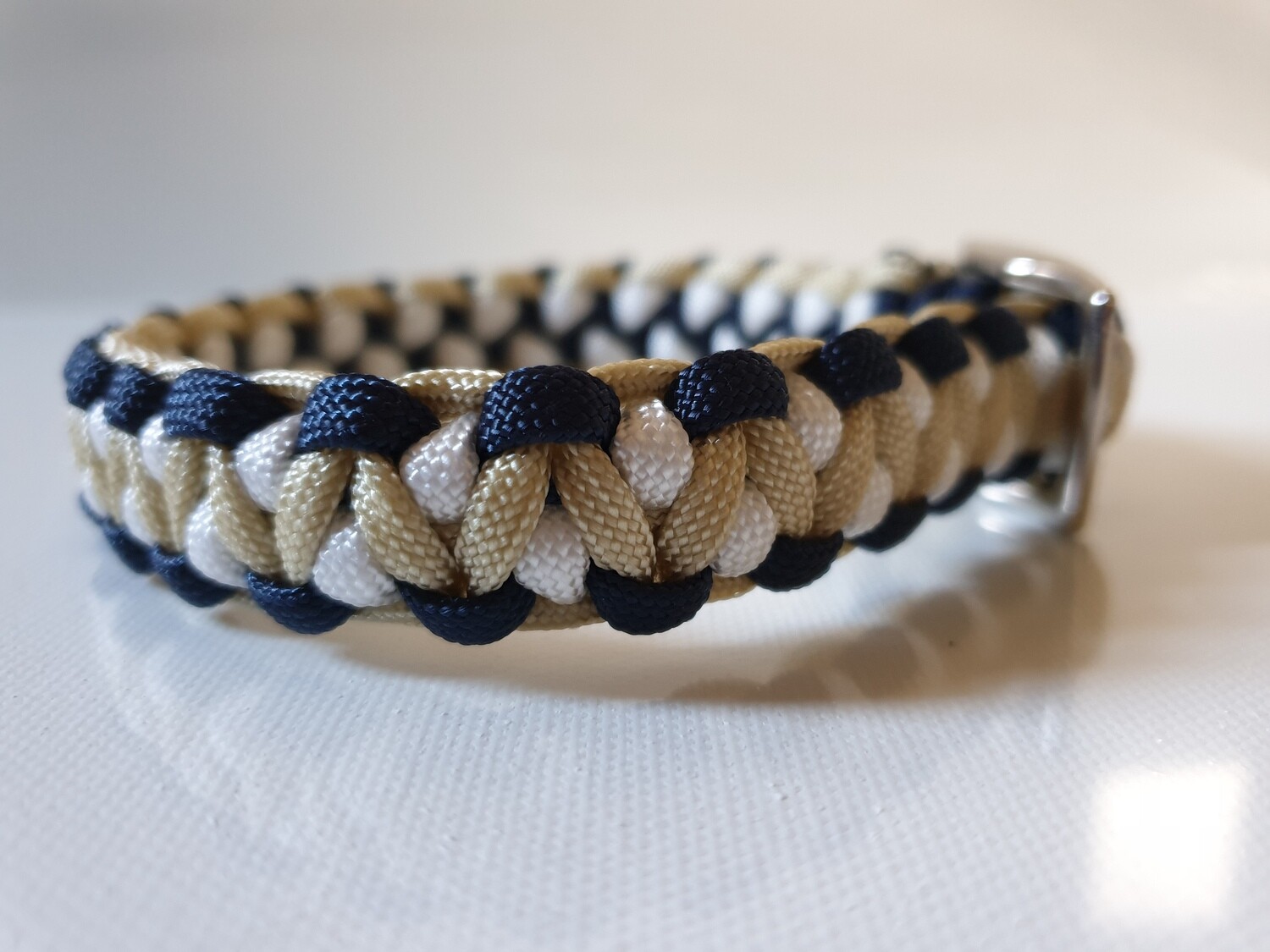 Drakon Small Navy/Beige/White Dog Collar