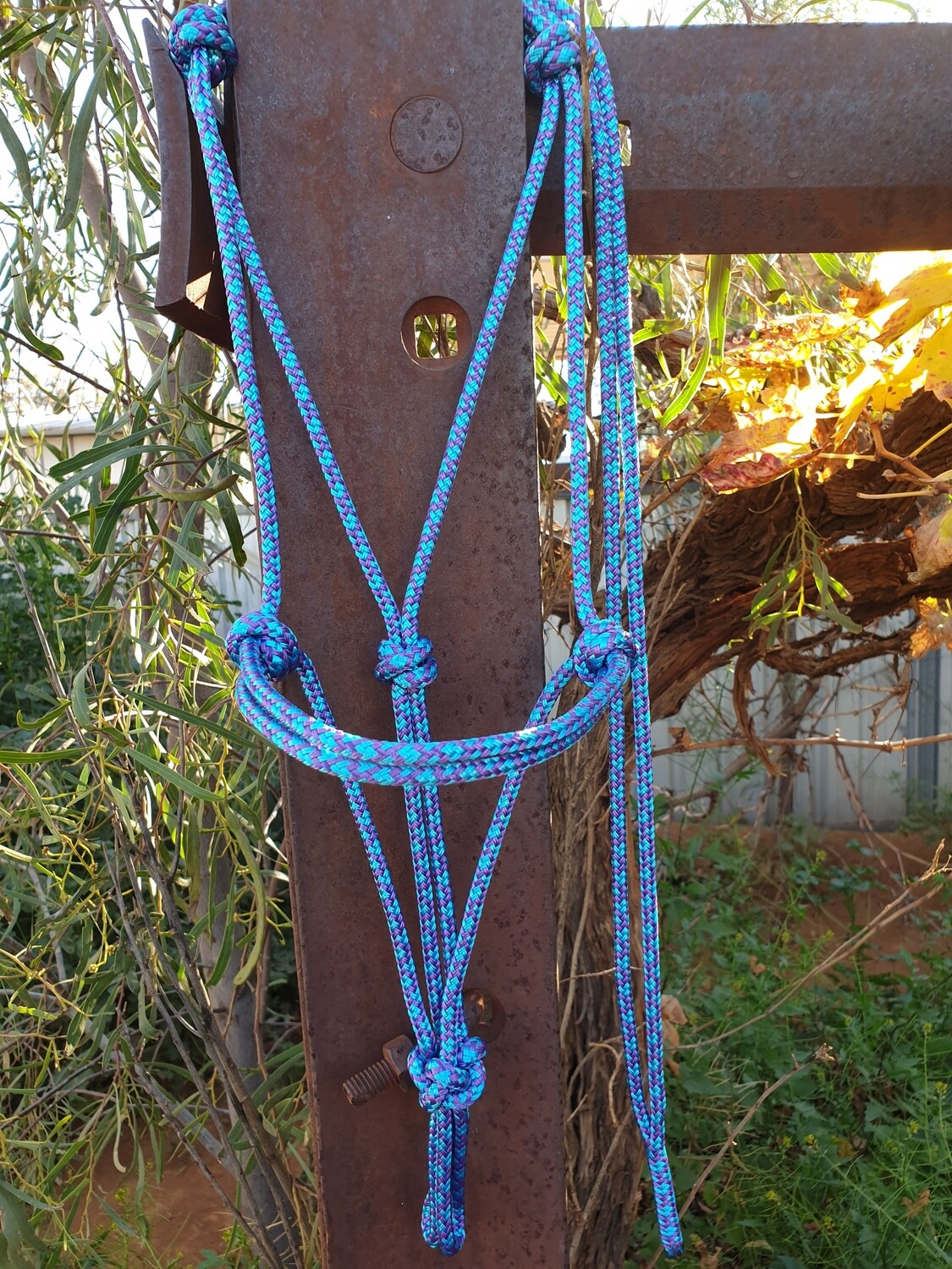 Aqua/Purple Diamonds Rope Halter