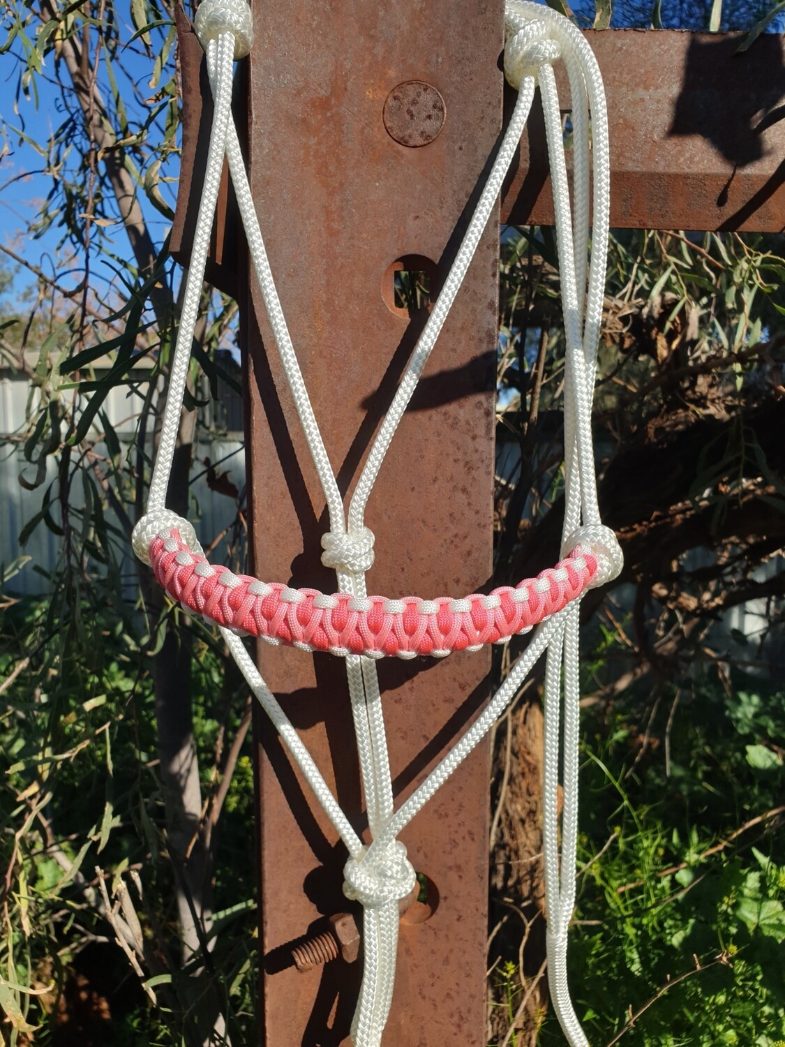 Drakon White/Rose Pink and Pink Rope Halter