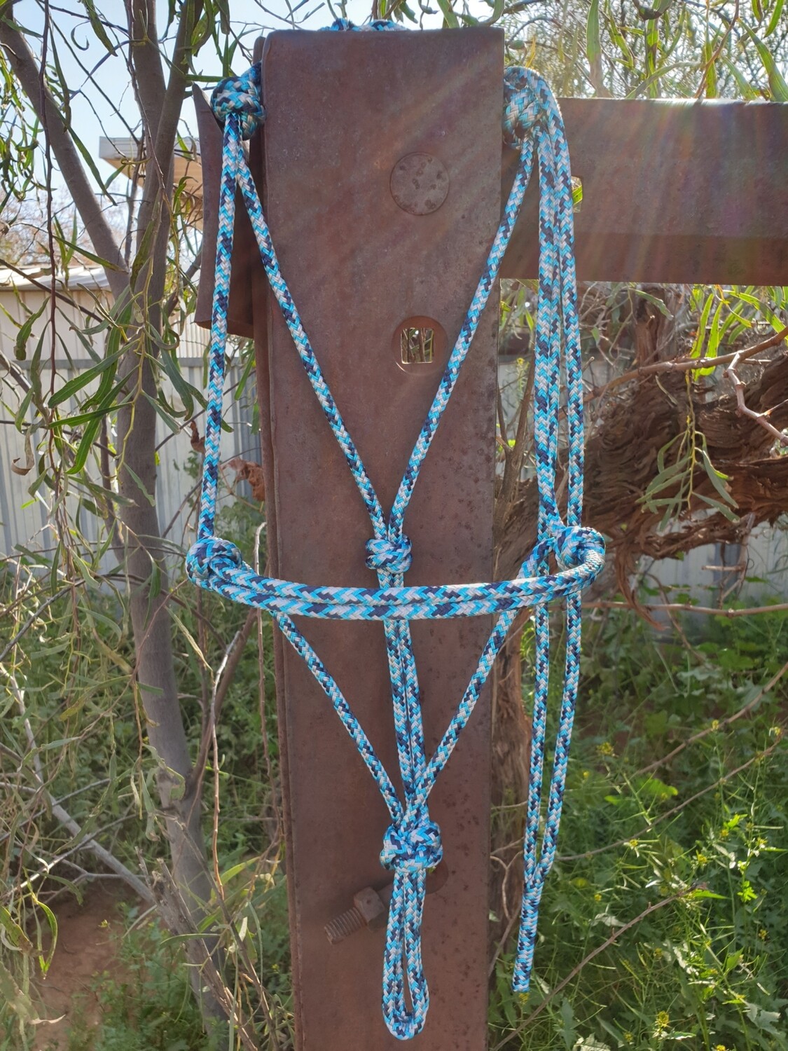 Aqua/Navy/Silver Rope Halter