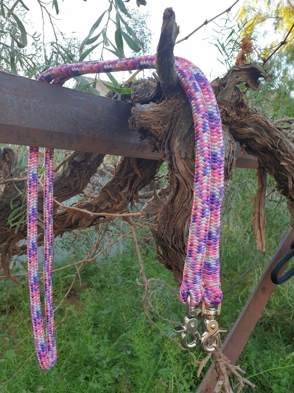 Pink/Purple/Silver Rope Reins 