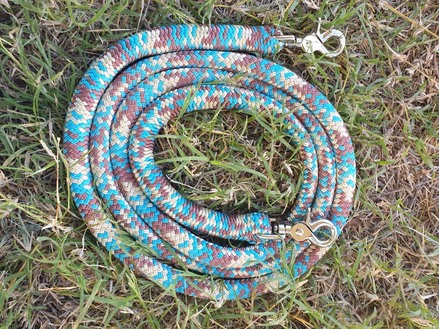 Aqua/Beige/Brown-6ft Joined Reins