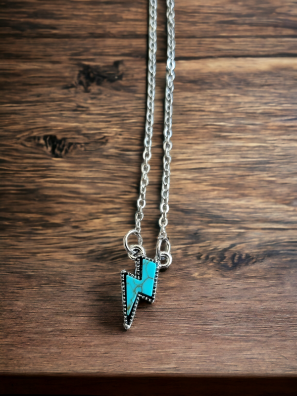 Lightning Bolt Necklace - Turquoise