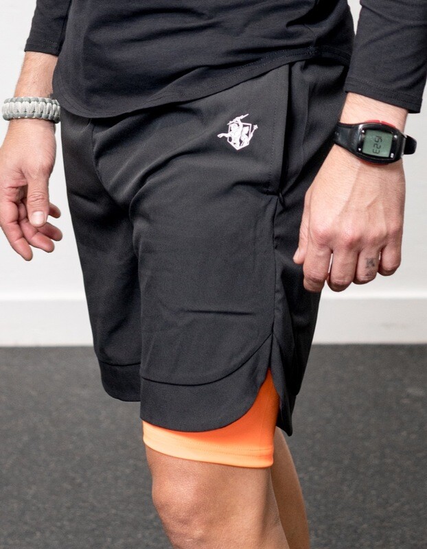 ZETO 2 IN 1 SHORTS | Black&Orange ZETO 2 IN 1 SHORTS | Black&Orange