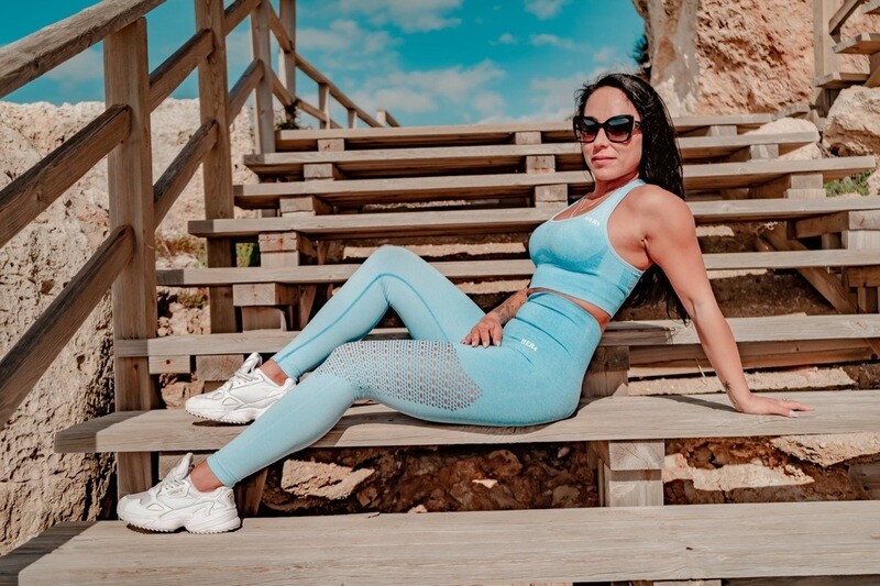 ALA push up Leggings | Gradient Light Blue & White ALA push up Leggings | Gradient Light Blue & White