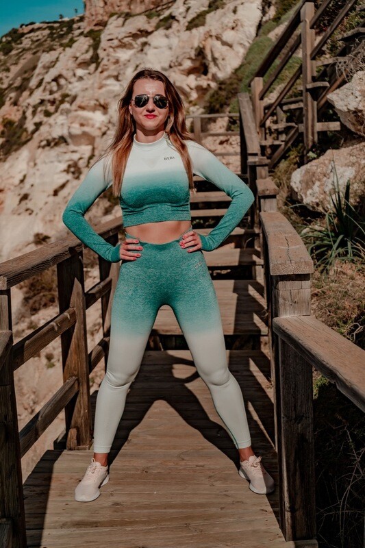 Ceres Gradient Seamless Leggings | White & Green Ceres Gradient Seamless Leggings | White & Green