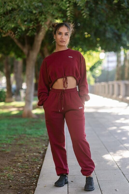HEGET Sweatpant and Cropped Hoodie | Burgundy HEGET Sweatpant and Cropped Hoodie | Burgundy