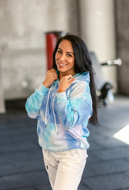 CRISCOLA Hoodie | Pale blue, White & Loganberry Pink CRISCOLA Hoodie | Pale blue, White & Loganberry Pink