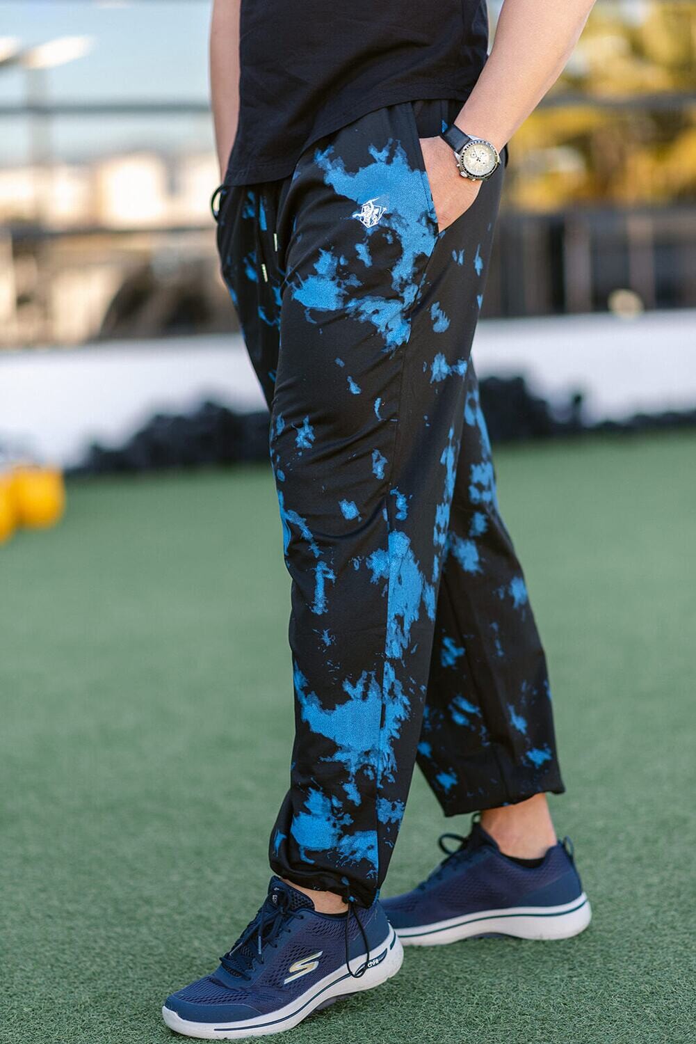 VANADINITA Pant Black & Pale Blue for Women | Luxe Cotton Joggers by Hera Zeus Activewear