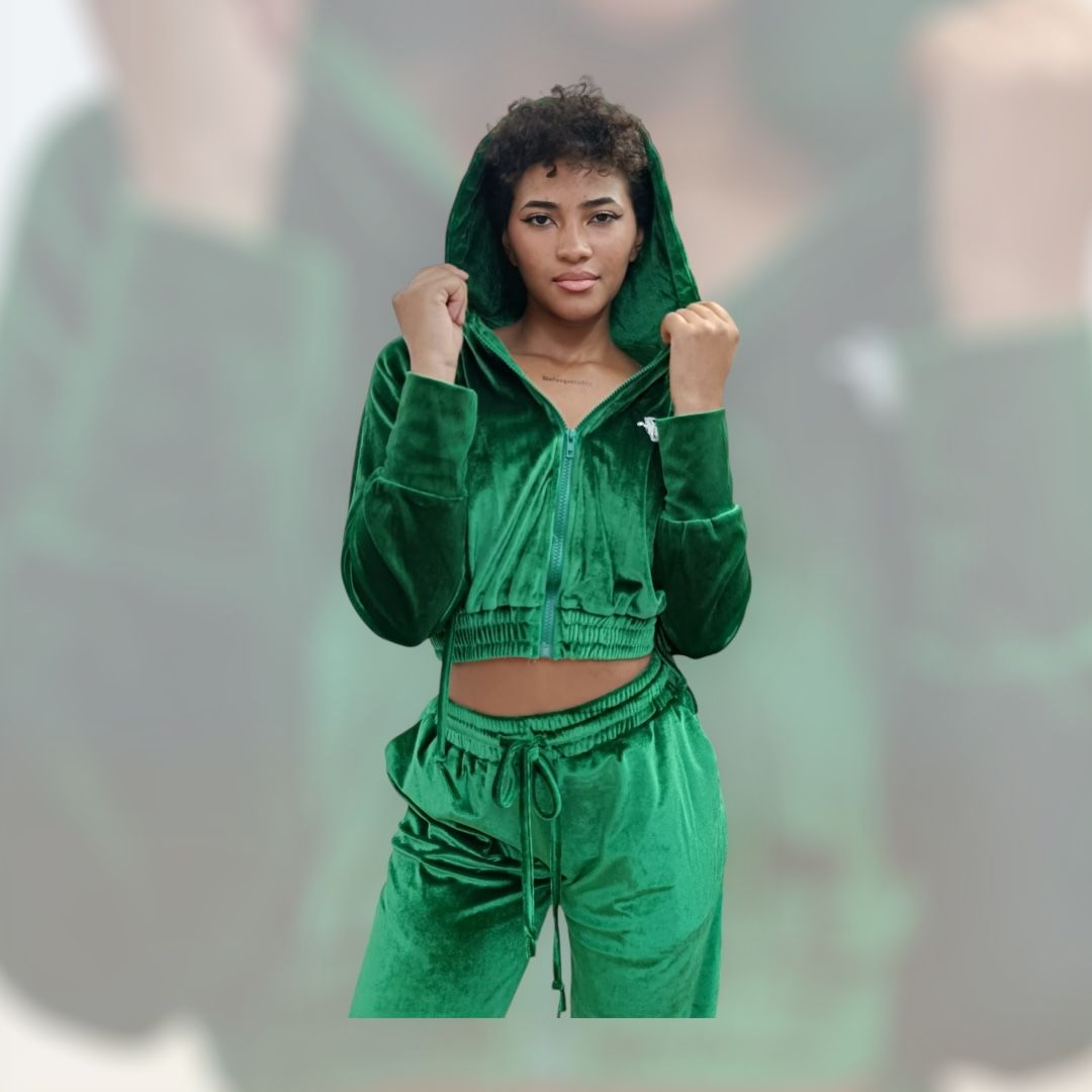Hermes Green Velour Heritage Hoodie – Heritage-Inspired Women’s Activewear | Hera Zeus